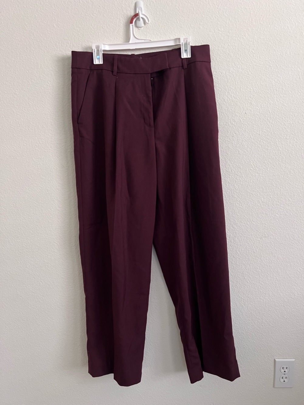 H&M Deep Plum High-Waist Tailored Pants